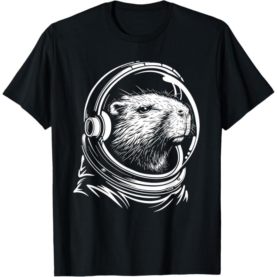 Funny Capybara Astronaut Astro Space Suit Mom Dad T-Shirt(1) S
