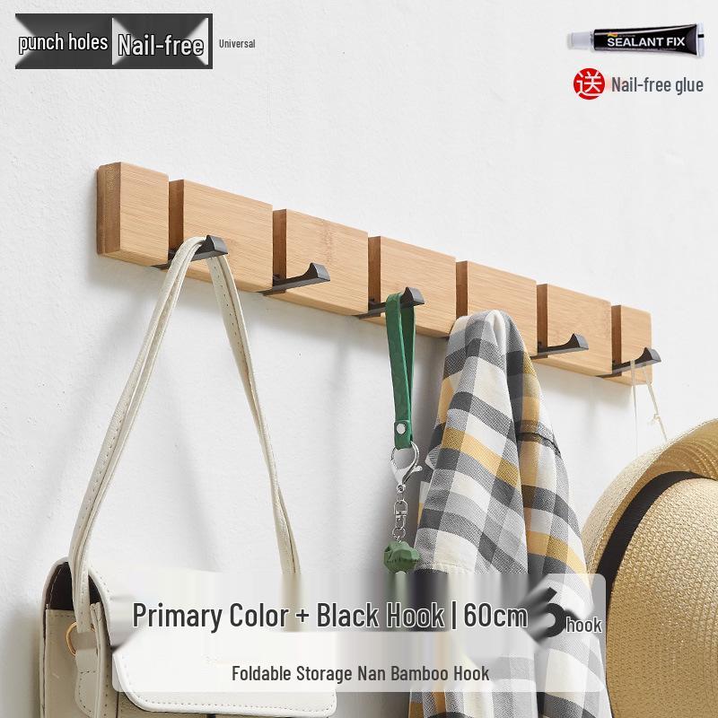 Wall-Mounted Clothes Rack with Hooks for Bedroom or Entryway Behind Door