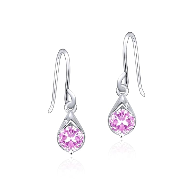 

YUIITU earrings ladies shine zirconia hook sway silver Compatible with metal allergies woman drop simple present wedding anniversary birthday commute