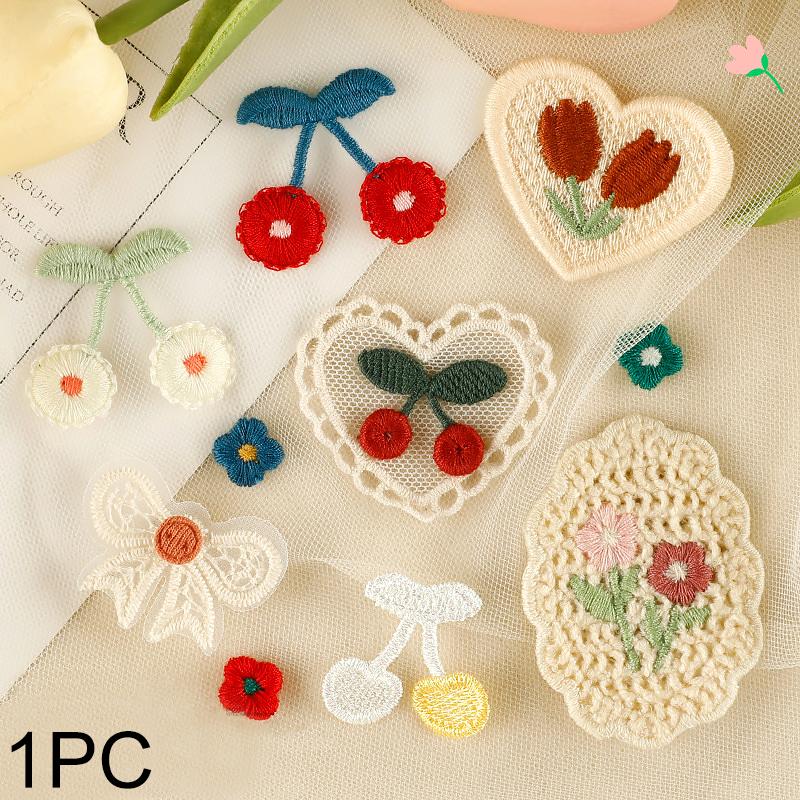 1/10PCS Embroidery Craft Materials Cherry Pattern Rustic Style Patch Elegant Sewing Accessories Multi-Function Multi-color