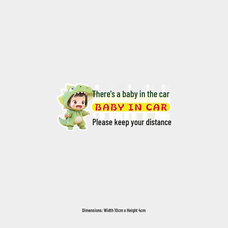 Ребенок на борту: Соблюдайте дистанцию - Водонепроницаемая мультяшная наклейка на заднее стекло
