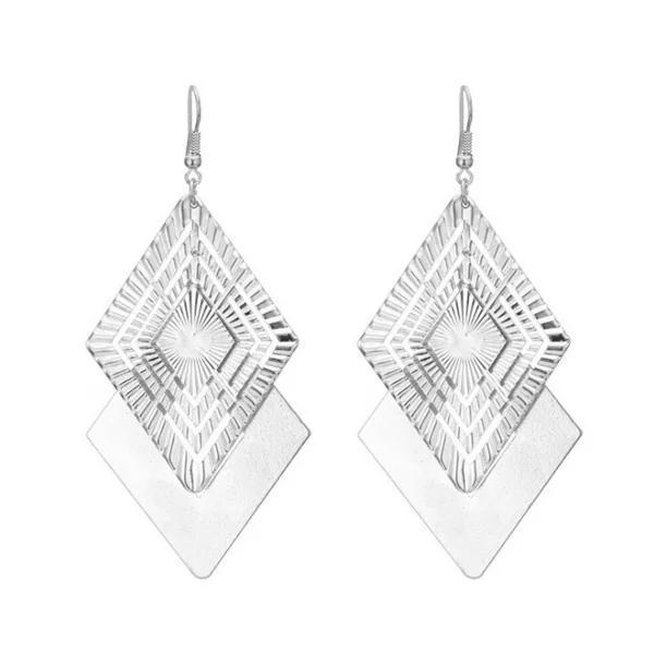 Fashion Geometric Hollow Gilts Pendant Tassel Earring Romantic Valentine s Day Gift Engagement Earrings for Women s Jewelry серебряный