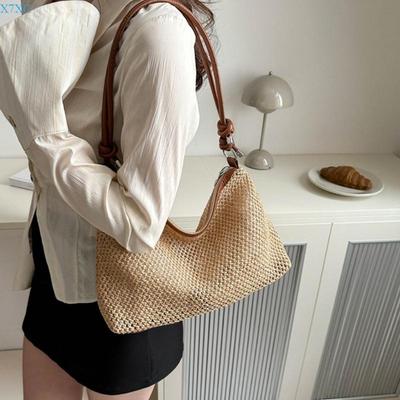 X7XC Practical Straw Crossbody Bag Shoulder Purse Travel Handbag for Fashion Women