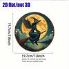Magic Winged Witch Metal Round Sign Vintage 2D Flat Wall Decor 7.8x7.8 Inch Waterproof Aluminum Art Home Garden Cafe Bar Decor