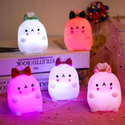 LED Nachtlicht Niedliches Kaninchen Cartoon Tiere Transparente Box Wiederaufladbar für Geburtstagsgeschenke Farbverlauf Licht