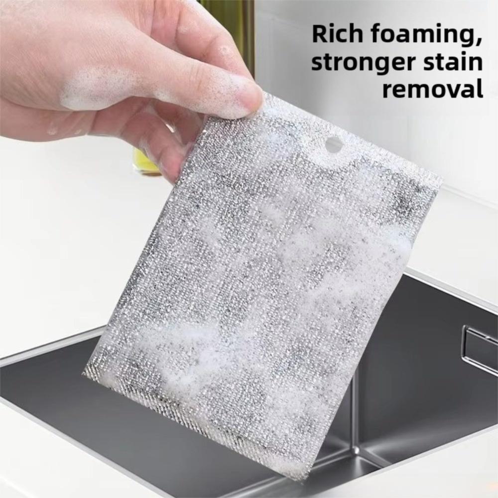 10PCS Multifunctional Steel Wire Dishcloth Non-stick Oil Cleaning Tools Kitchen Cleaning Scouring Pad Double-sided