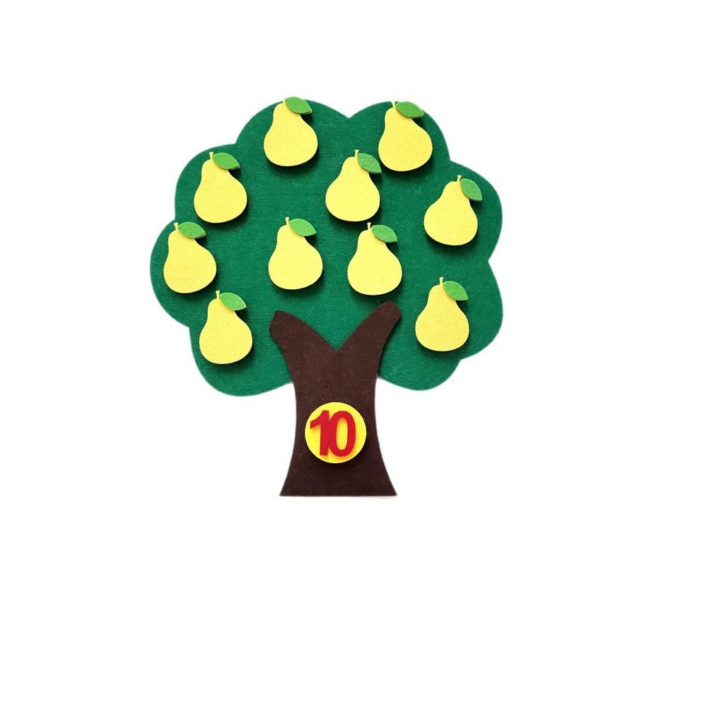 Peache Orange Banana Pear Apple Fruits Tree Felt Math Learning Education Board