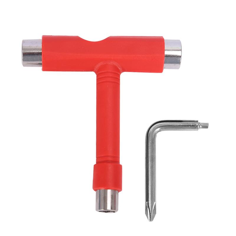 Skate Tools Multi-Function Portable Skateboard T Shape Accessory with Allen Key Phillips Head Wrench Screwdriver Tools Parts