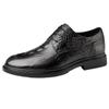 Men's Crocodile Pattern Leather Lace-up Shoes - Round Toe, Business Casual & Formal Style