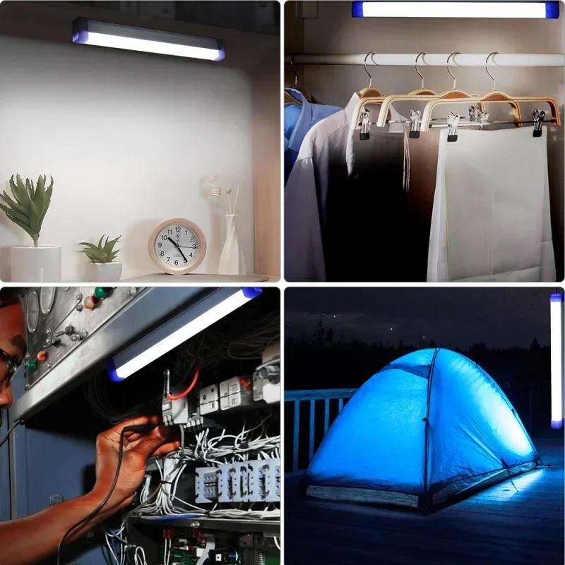 LED USB Rechargeable Lamp Tube Emergency Camping Light Magnetic Portable Lightinging Night Market Outdoor Vehicle Hard Strip
