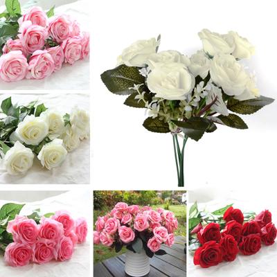 1 Bouquet/12 Heads Artificial Roses Silk Flower Home Party Bridal Bouquet Decor
