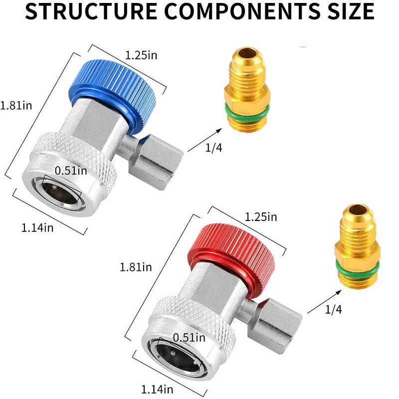 Adjustable R134A Adapter Fittings H/L Quick Coupler AC Car Air Conditioner Refrigeration Freon Manifold Gauge Hose Connector