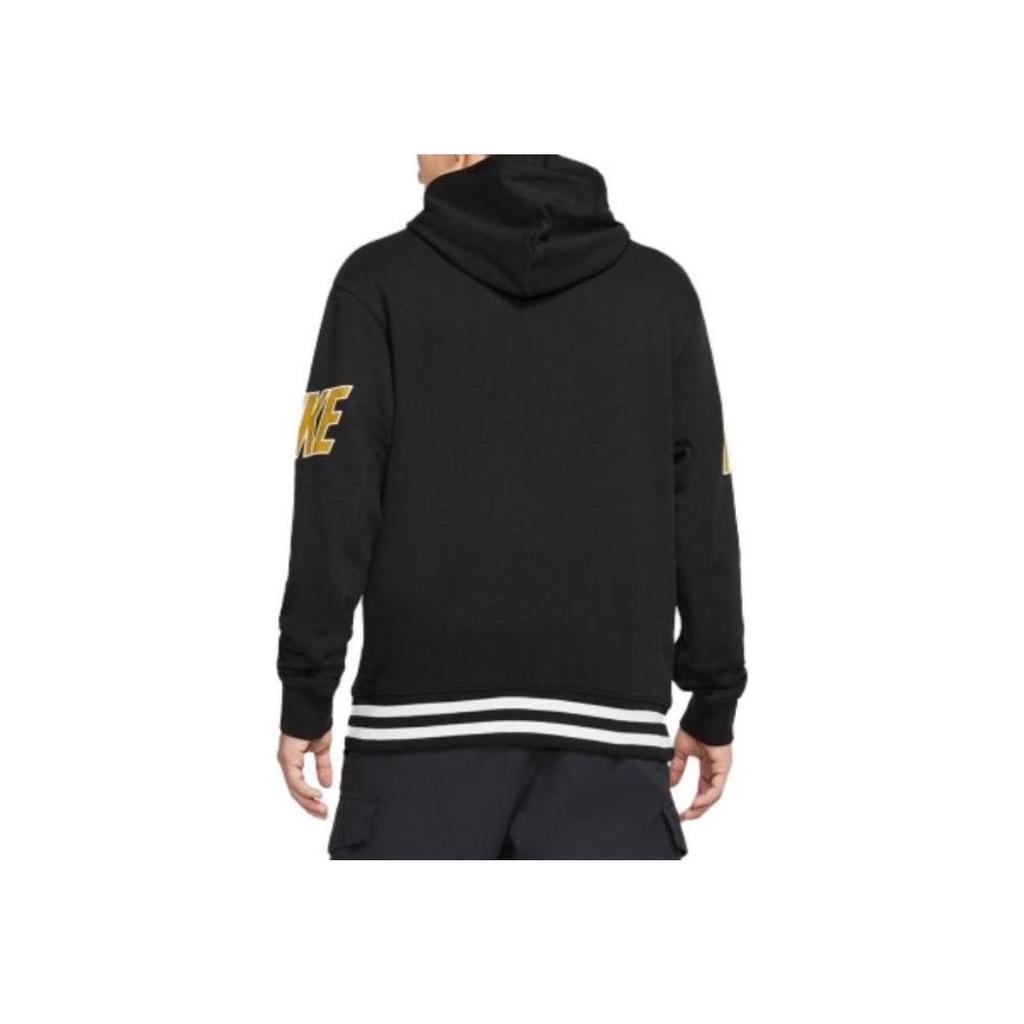 Nike Sudadera con capucha y manga larga con cordón y estampado del logotipo del alfabeto para hombre, color negro, DD6168-010