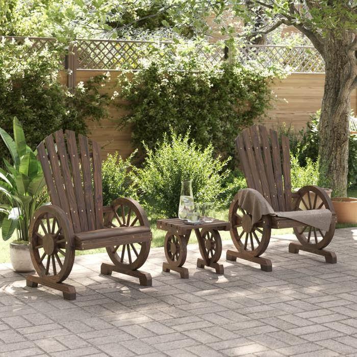 VidaXL Garden Set 3 Pcs, Chairs and Patio Table, Furniture Set, Outdoor Patio Terrace Furniture, Wood of 3207122