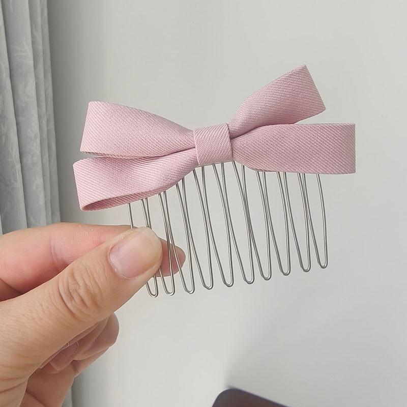 Korean Style Sweet Bow Bangs Clip Hair Comb – Elegant Fabric Hair Accessory for Women