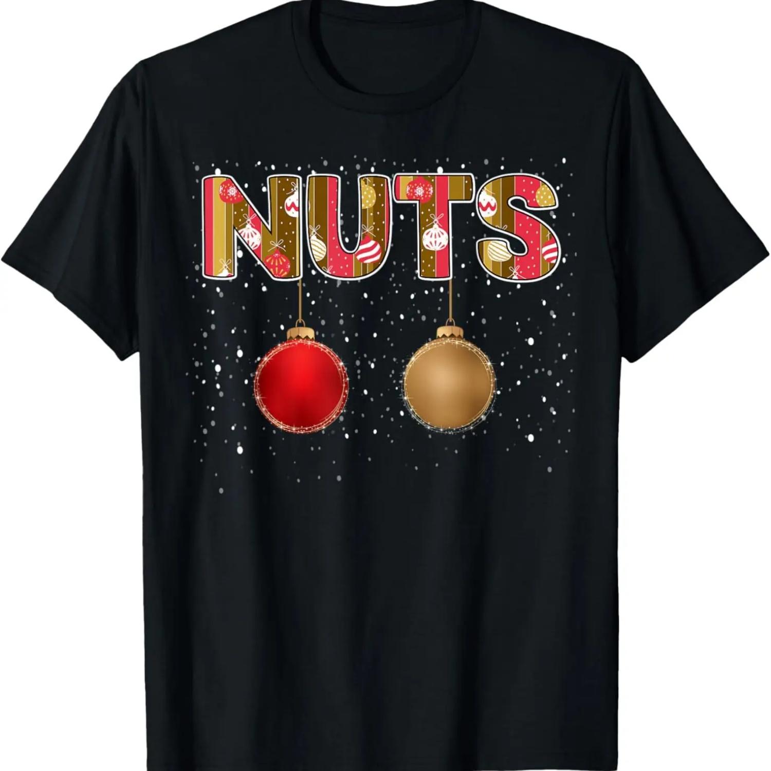 Chest Nuts Funny Christmas Matching Couples Chestnuts Nuts T-Shirt XXXXXL чёрный