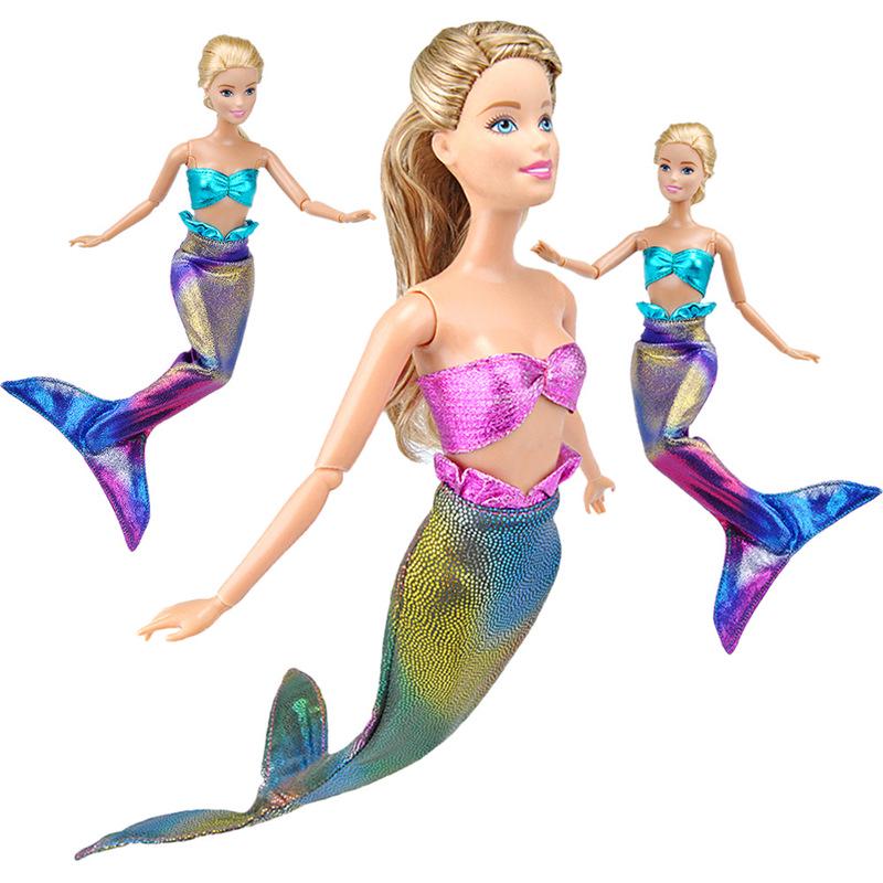 2Pcs//Set Handmade Dolls Party Dress For Doll Mermaid Tail Dress KidsBE