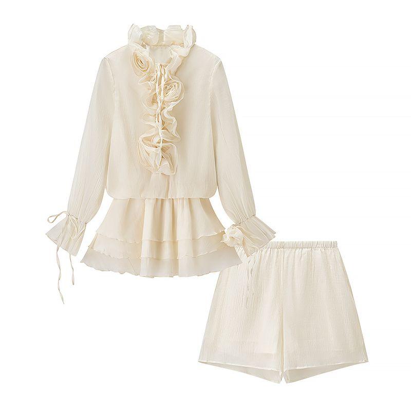 Kaslead New Women clothes Western Style Fashion Simple Casual Flowers Dress Shorts Set