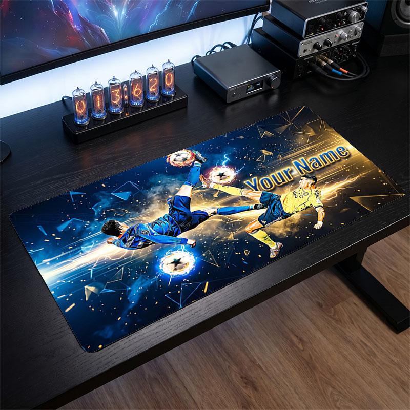 Tappetino Mouse Grande Personalizzato Cristiano Ronaldo, Stampa Testo Nome Personalizzato, Tappetino Scrivania Antiscivolo Logo Calcio Regalo Gaming