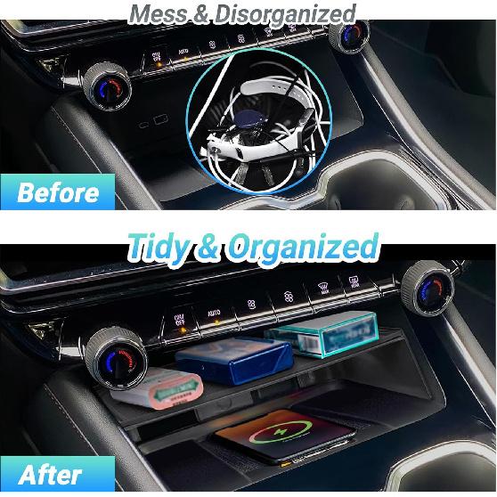 Center Console Organizer Compatible With 2024-2026 Chevy Traverse Interior Accessories, Storage Box Ert Divider Compartment Tray; Not Fit For 2024