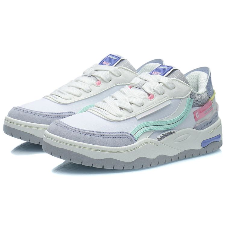 Li Ning CF Suede Fabric Synthetic Leather Non-Slip Lightweight Low-Top Skate Shoes Women Sneakers Blue White AGCR300-1