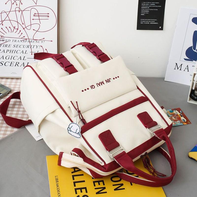 Internet Celebrity Backpack Set Female Students Korean Version of Fashionable Versatile Backpack Middle High School Students  Large Capacity Backpack