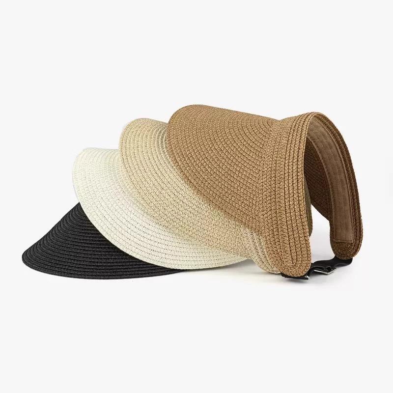 Women Summer Empty Top Hat Outdoor Hiking Foldable Sun Cap Wide Large Brim Beach Visors Straw Hats