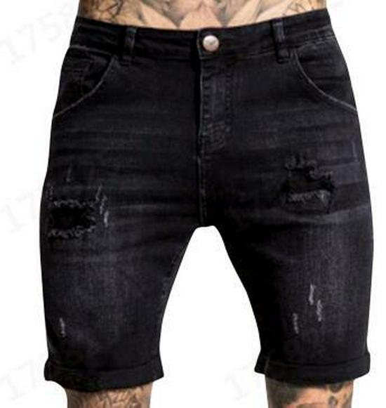 Cross-Border Elastic Ripped Jeans L чёрный