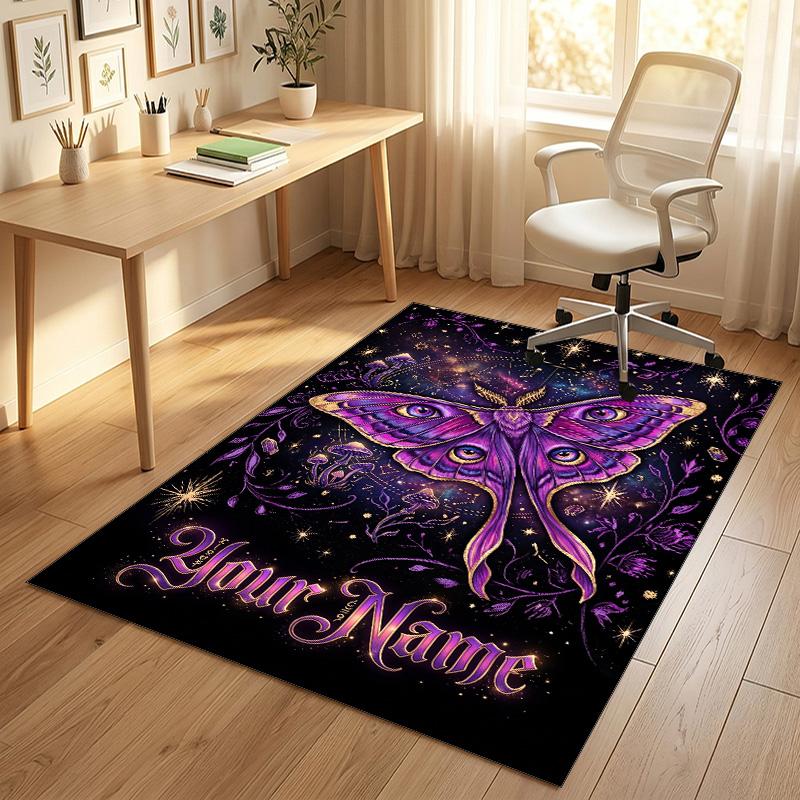 Fantasy Magic Theme Crystal Velvet Rug Personalized Custom Name Text Soft Floor Mat Home Decor