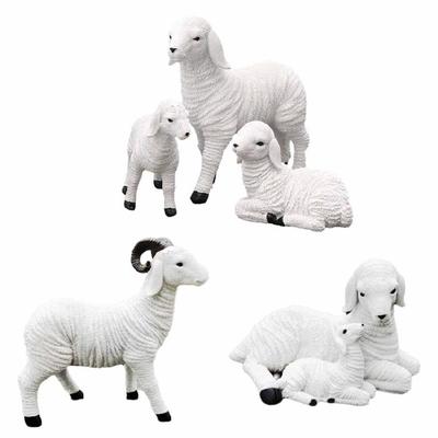 Decorative Baby and Mother Sheep Lambs Resins Statue Figurine Ornament for Living Room and Garden Landscape Decoration