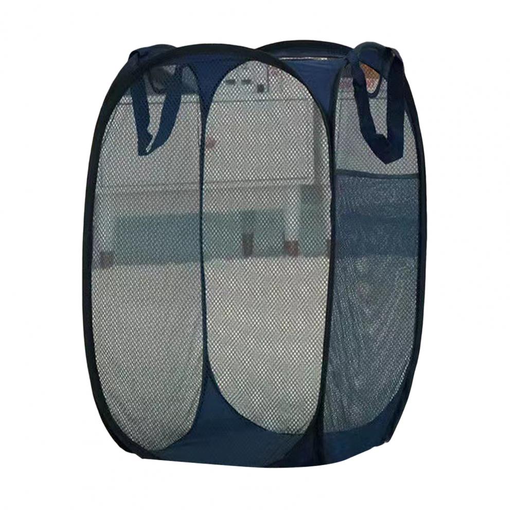 Foldable Laundry Basket with Handle Cloth Mesh Dirty Clothes Hamper Storage Basket Toy Storage Laundry Organizers Storage Pouch темно-синий 1370₽