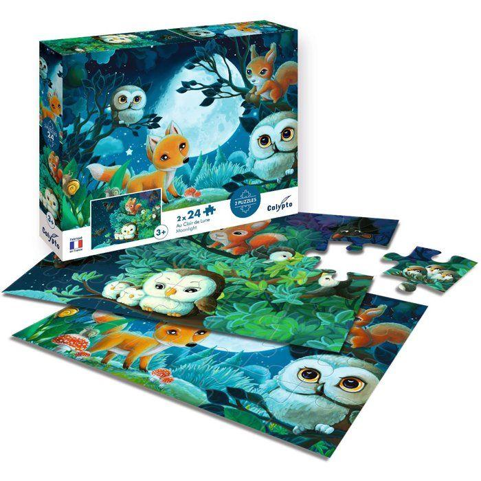 2 Puzzles - SENTOSPHERE - 24 pièces - Au clair de Lune - Observation - Mémoire - Logique - Dès 3 ans