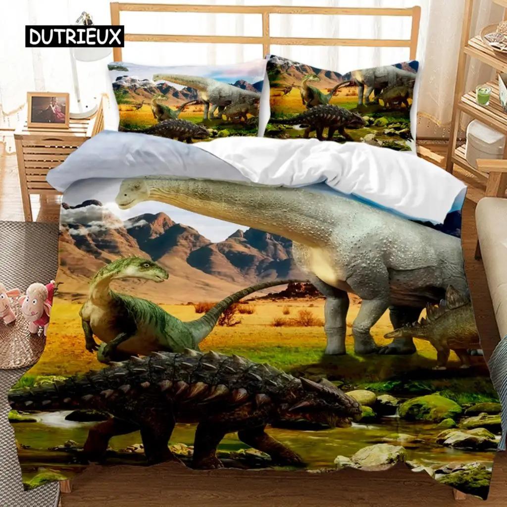 Jurassic Dinosaur Duvet Cover Tyrannosaurus Rex Ferocious Creatures Predators Bedding Set Full Queen King Polyester Quilt Cover