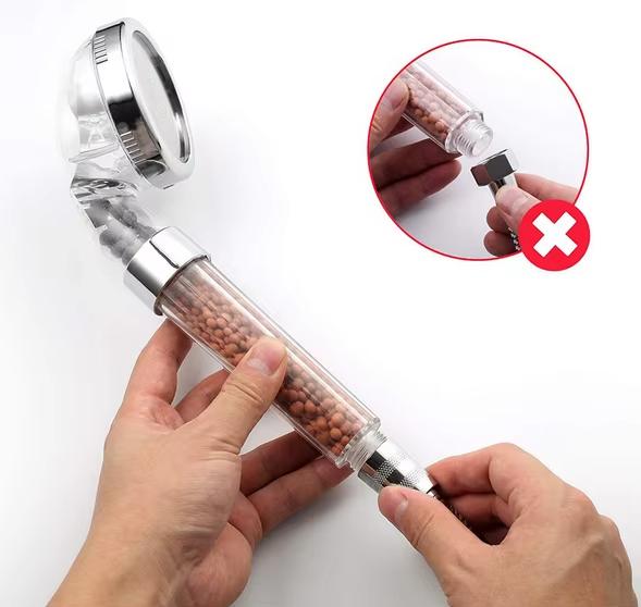 Hot Sell 3 Settings Save Water Mineral Filter Stone Filtration Ionic ABS Plastic Chrome Finish Handheld Shower Head