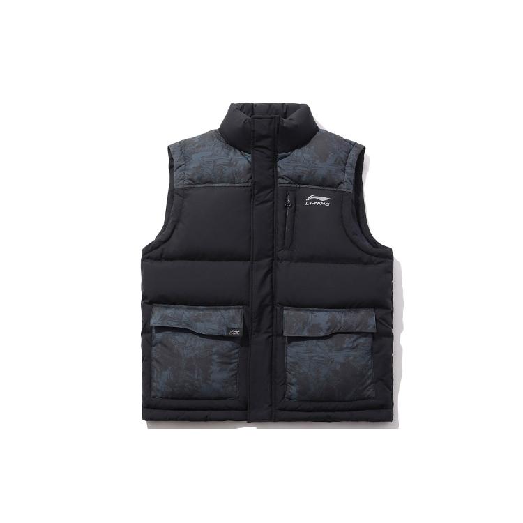 Li Ning Down Vests Men s Black Stand Collar Thickened Other AMRP065-2 M