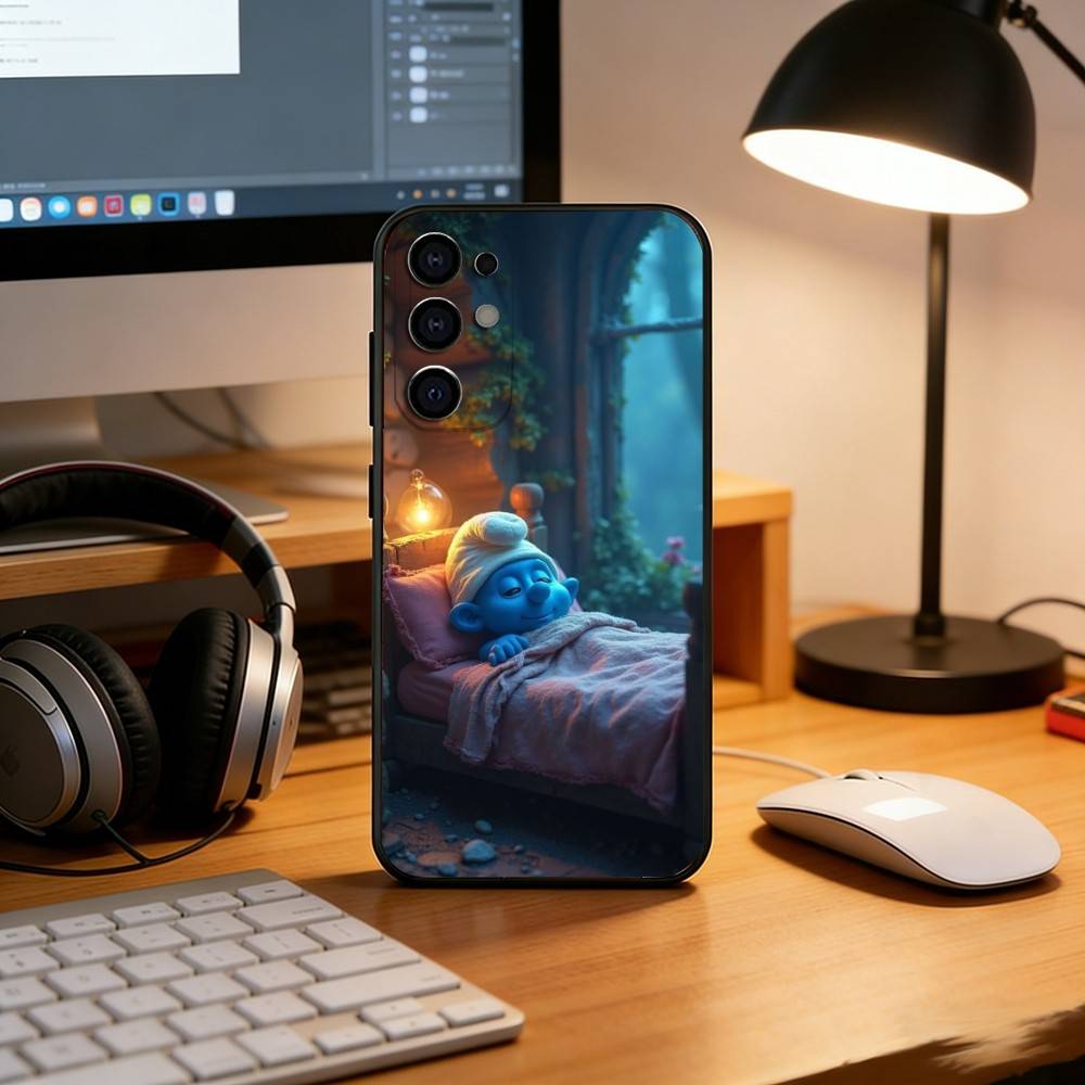 F-Funny and Cute Cartoon B-blue Elves Phone Case Black Silicone Soft For Samsung S25,S24,S21,S22,S23,S30,Ultra,S20,Plus,Fe,Lite
