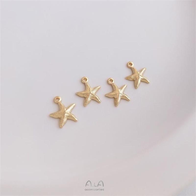 14K Gold-Plated Ocean Series Starfish Charm for DIY Jewelry - Bracelet, Necklace, Earrings, Pendant