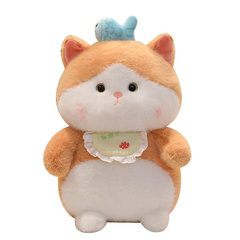 Pisică drăguță pește păpușă de pluș păpușă pisică copii liniștitoare păpușă de cârpă cadou de ziua de naștere pentru fete