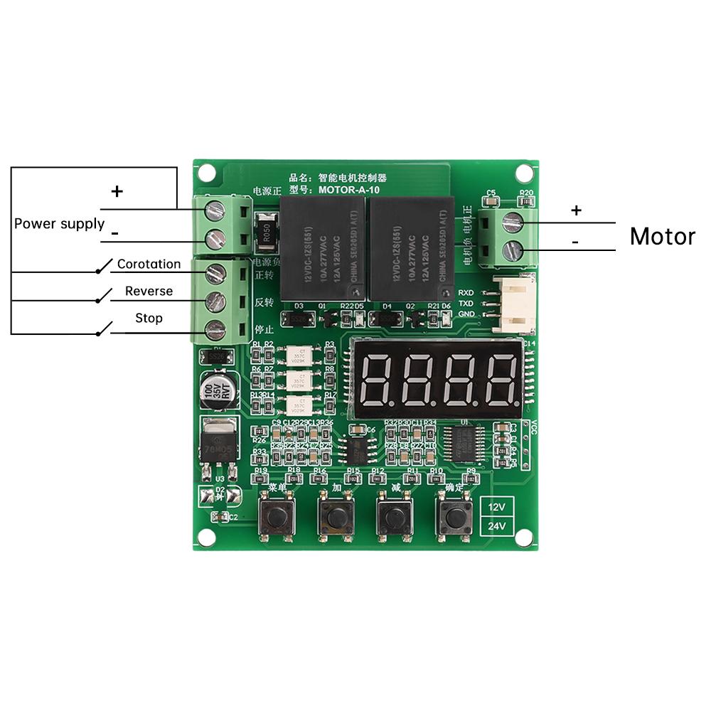 DC12V/24V Controller Drive Module Motor Forward Reverse With Limit Timing Overcurrent Blocking Protection Delay Control Module
