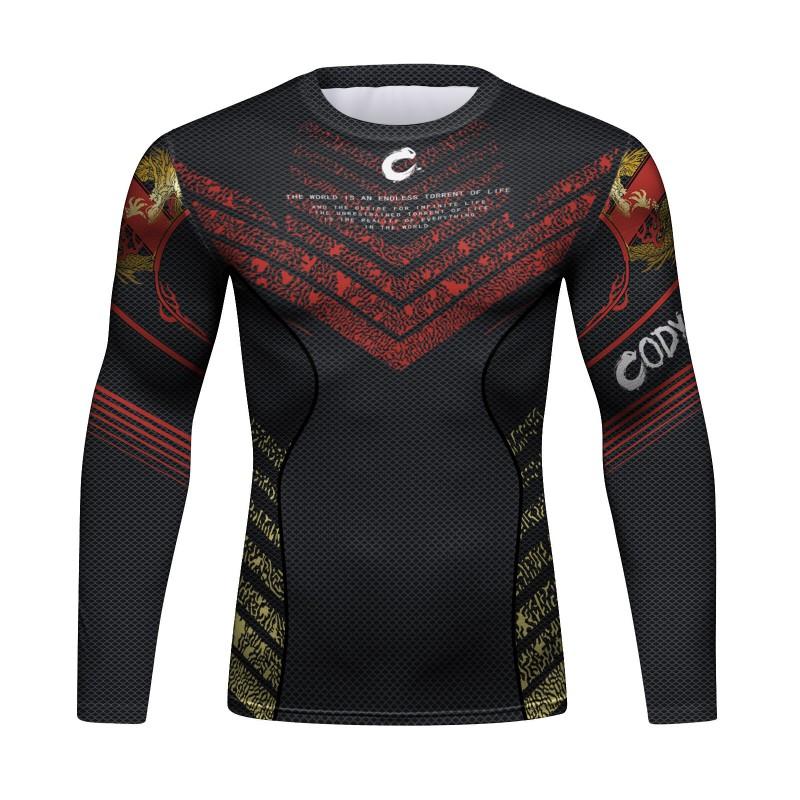 Mens Quick-Dry Long Sleeve T-Shirt Breathable Sport Tee With Animal Print Slim Fit Fall Winter