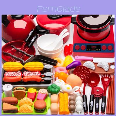 Realistic Play Kitchen Set For Kids With Lights Sounds 61-piece Cooking Toys