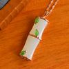 Hotan Jade S925 Silver Inlaid Bamboo Newspaper Peace Pendant for Women