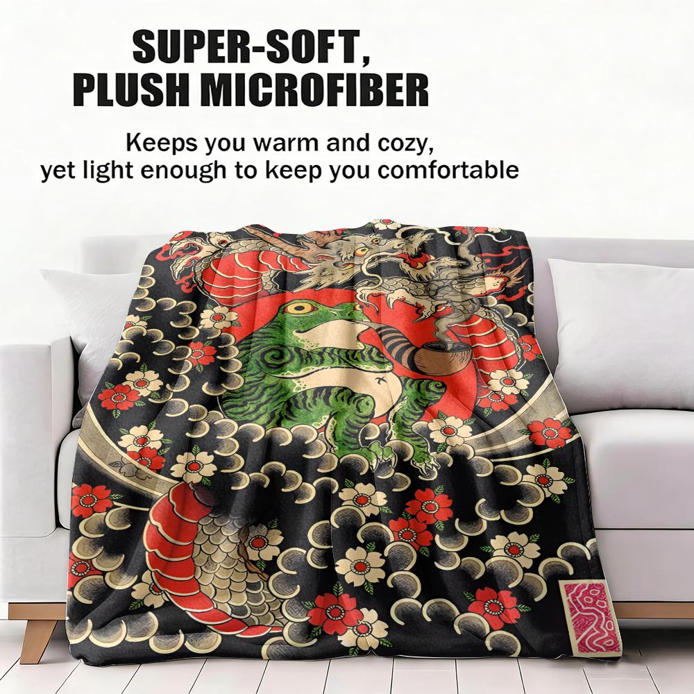 Japanese Samurai Throw Soft Flannel Throw Summer AC Blanket Lightweight Cool Nap Blanket for Sofa Bed Couch Travel