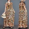 Women's Leopard Print Boho Caftan Dress - Batwing Sleeve V-Neck Rayon Maxi, Flowy Loose Fit Beach