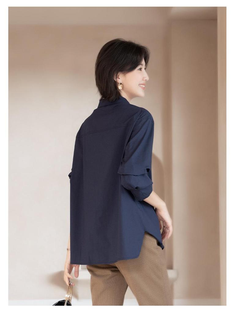 YUN Women's Long-Sleeve Professional Shirt - Autumn 2025 Collection, Elegant Turn-Down Collar, Versatile High-End Commuter Top