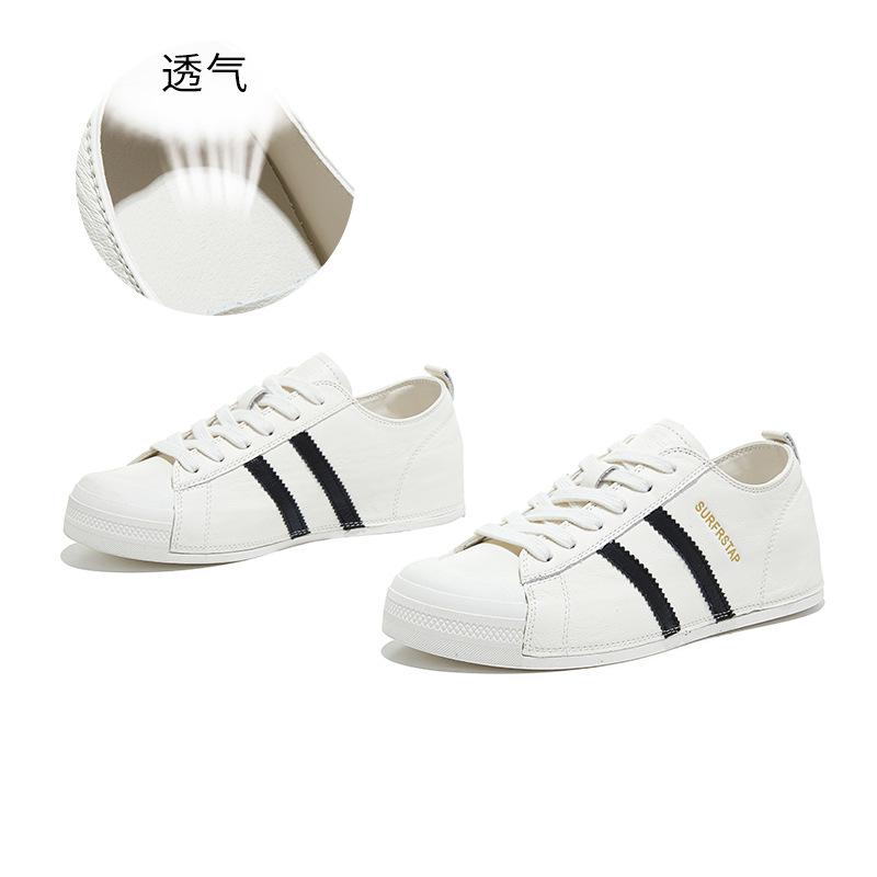 Die erste Schicht Rindsleder Deutsche Trainingsschuhe Damen Frühling Neu Flachsohlige Weiße Schuhe Lässige Mode Forrest Gump Schuhe Vielseitiger Damenschuh