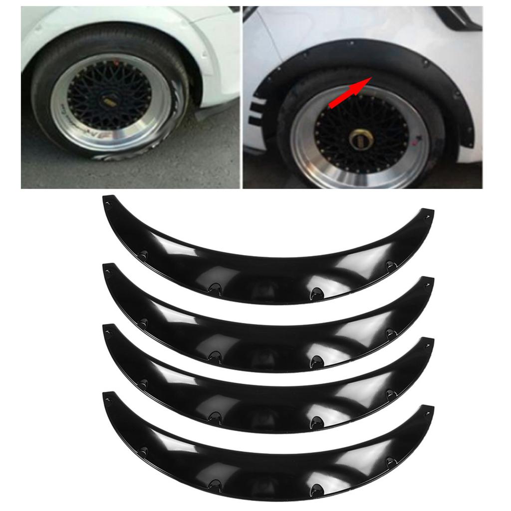 4 Pieces 850mm 33.5 Inch Flexible Car Front and Rr Flares Extra Wide Car Body Wheel Arches   Fitment ABS Black