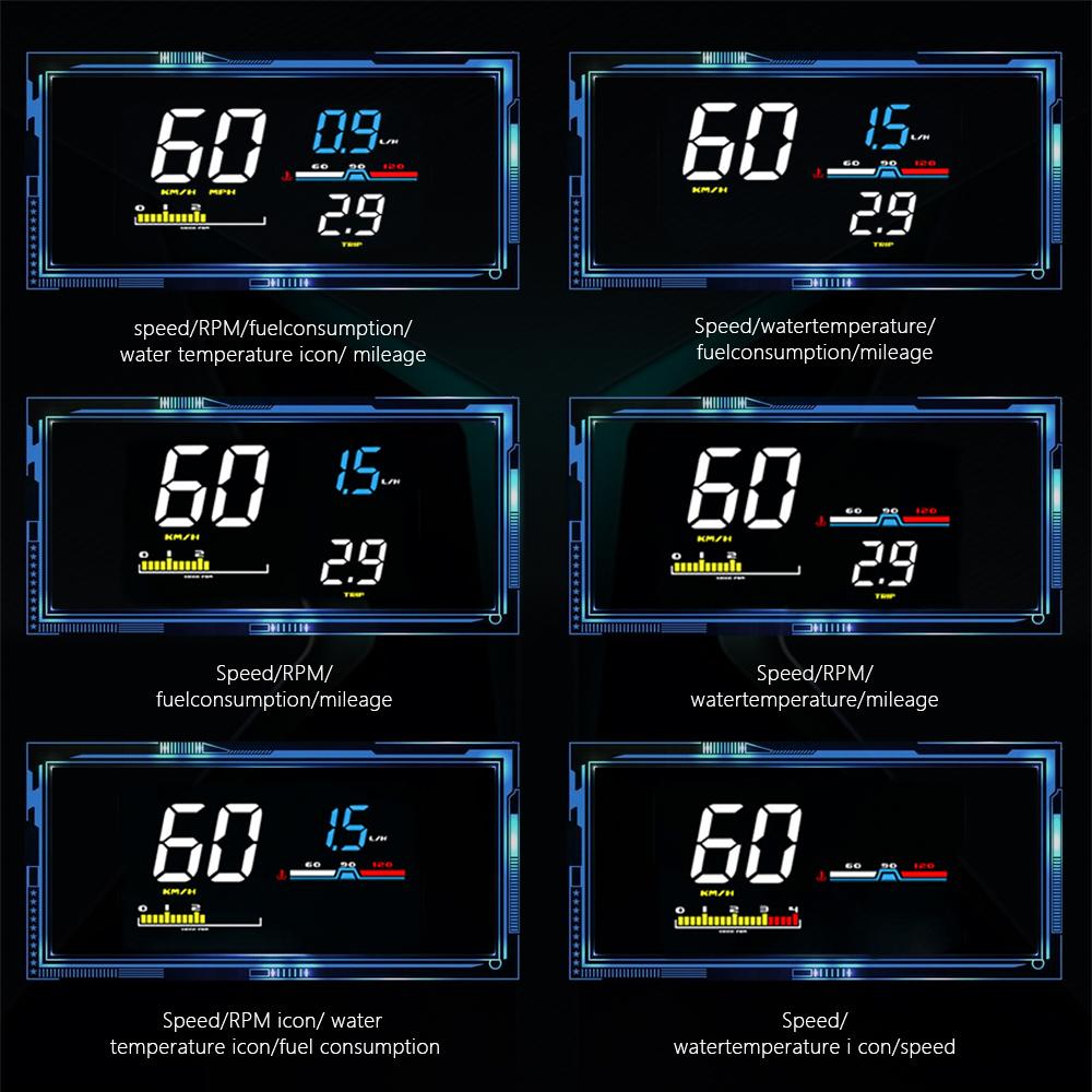 ZQKJ D5000 OBD2 Head-Up-Display für Auto-Tachometer Windschutzscheiben-Projektor-Meter HUD LED-Zubehör Elektronisches Auto-Überdrehzahl