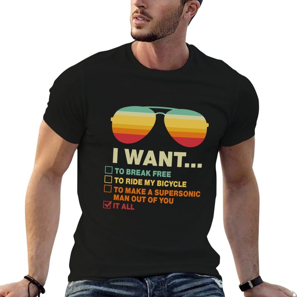 Lustiges Musikliebhaber Geschenk Fahrrad Kostüm Ich will Alles T-Shirt Unisex T-Shirt Baumwoll-T-Shirts Für Unisex Pack Weißes T-Shirt