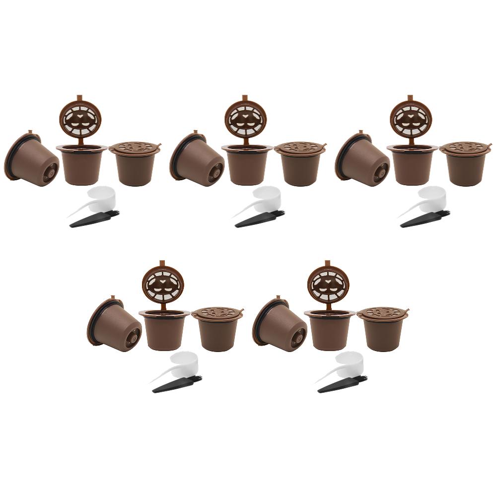 15-3PCS Refillable Capsules Filters for Nespresso Coffee Machine With Spoon Brush Reusable Coffee Filter Pods Coffee Tools